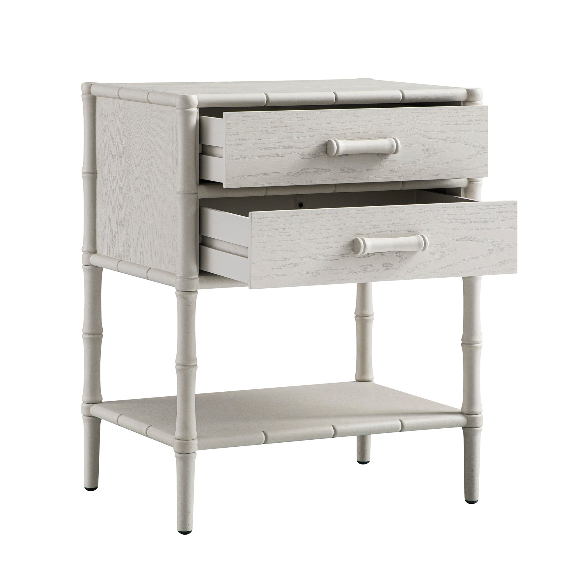 Elstowe Faux Bamboo 2-Drawer Bedside Table, Shaded White