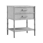 Elstowe Faux Bamboo 2-Drawer Bedside Table, Warm Grey
