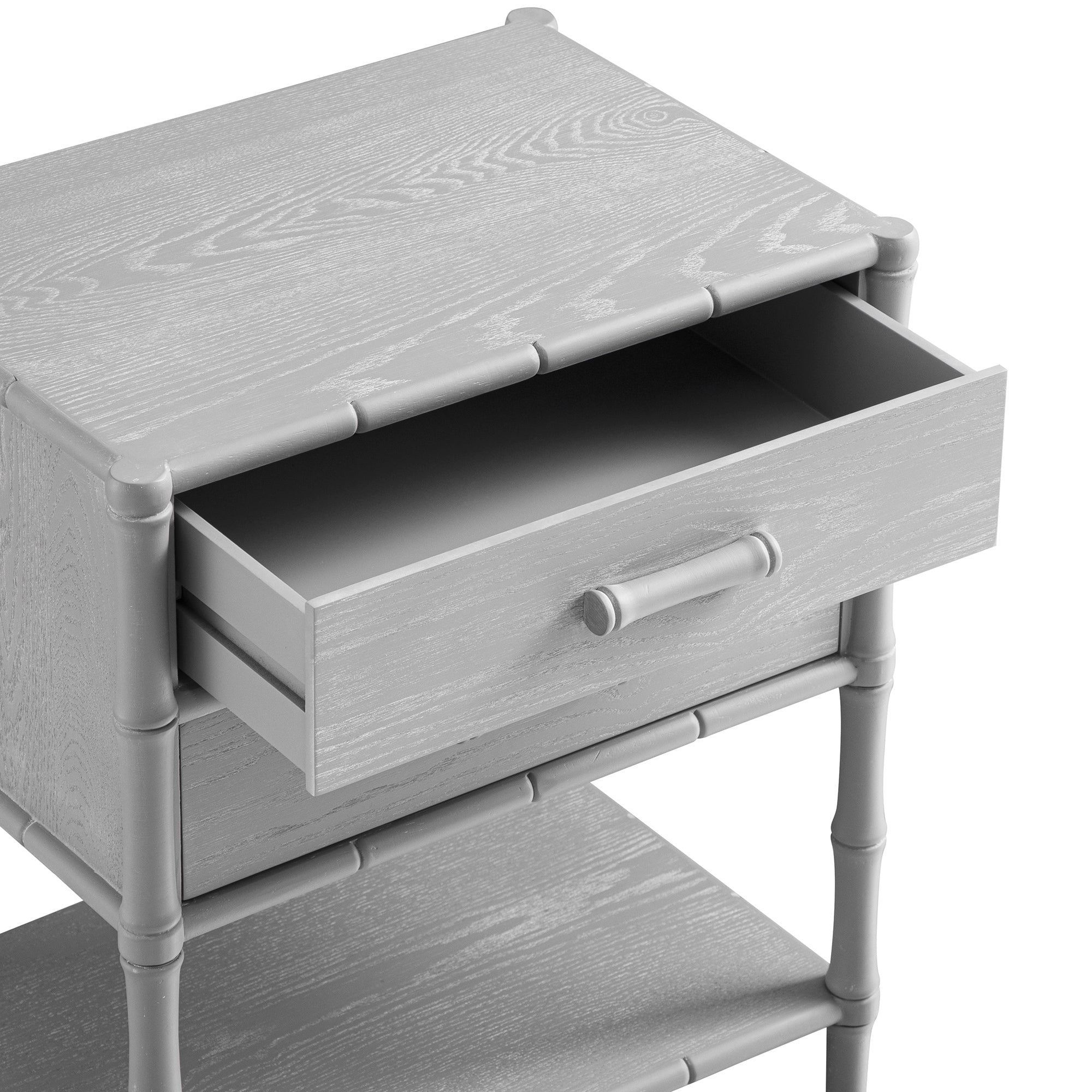 Elstowe Faux Bamboo 2-Drawer Bedside Table, Warm Grey