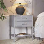 Elstowe Faux Bamboo 2-Drawer Bedside Table, Warm Grey