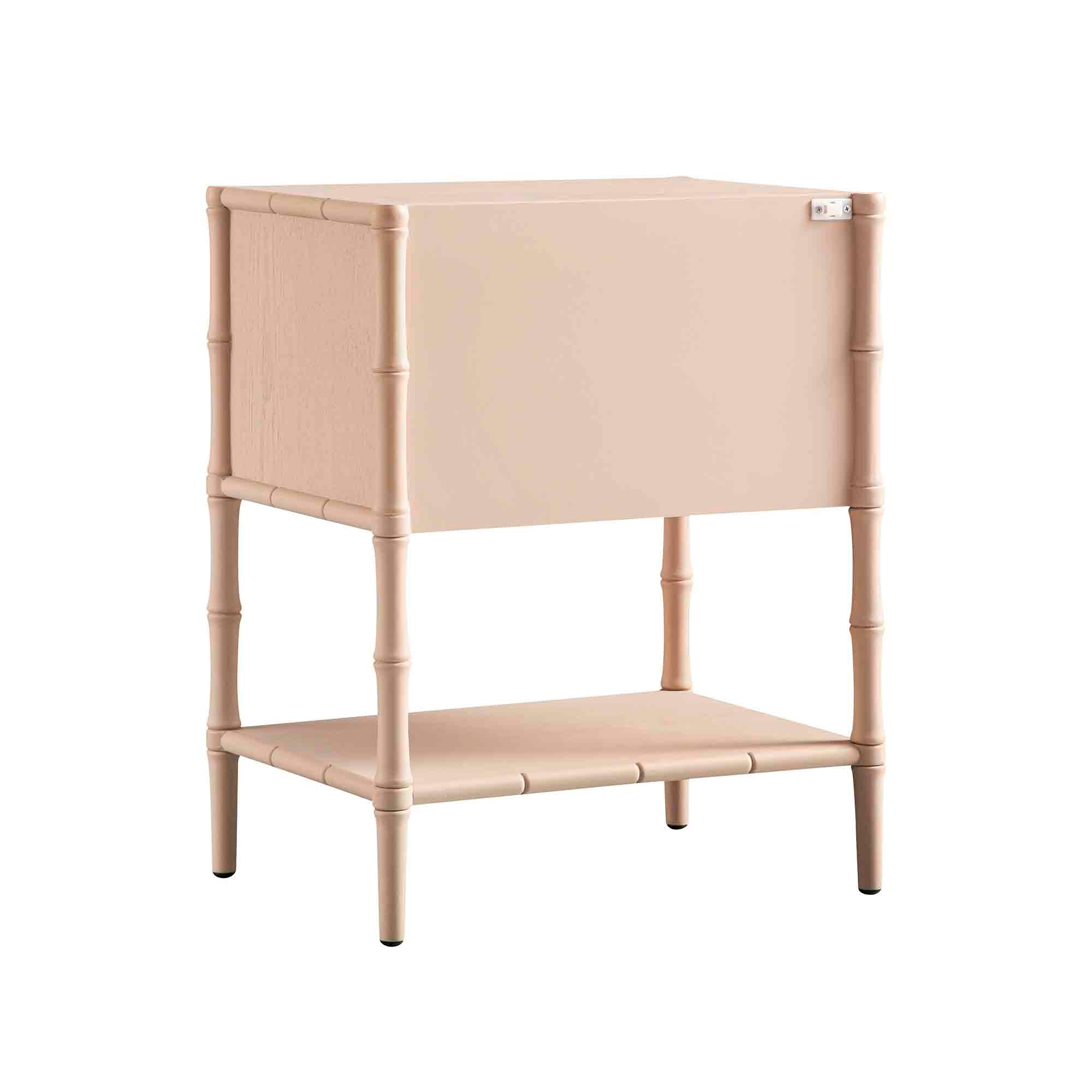 Elstowe Faux Bamboo 2-Drawer Bedside Table, Nude Pink