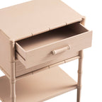 Elstowe Faux Bamboo 2-Drawer Bedside Table, Nude Pink