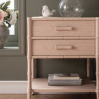 Elstowe Faux Bamboo 2-Drawer Bedside Table, Nude Pink