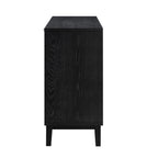 Bianca Chip Carved 2-Door 3-Drawer Sideboard, Antique Bronze & Black