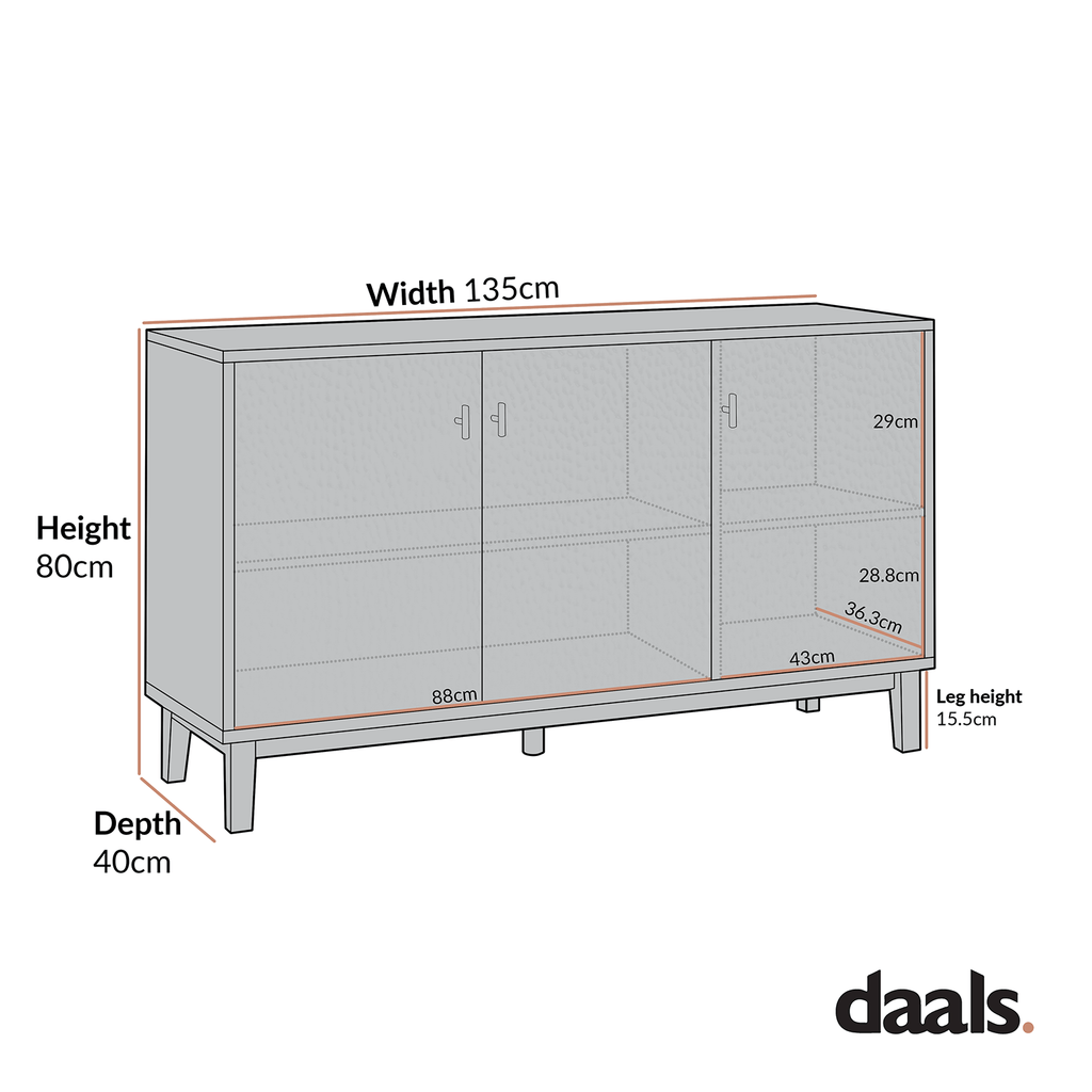 Bianca Chip Carved 3 Door Sideboard, Antique Bronze & Black