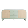 Maude Wide 3-Drawer Sideboard, Muted Pistachio Ash with Raffia