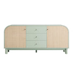 Maude Wide 3-Drawer Sideboard, Muted Pistachio Ash with Raffia