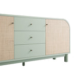 Maude Wide 3-Drawer Sideboard, Muted Pistachio Ash with Raffia