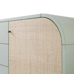 Maude Wide 3-Drawer Sideboard, Muted Pistachio Ash with Raffia