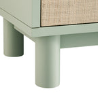 Maude Wide 3-Drawer Sideboard, Muted Pistachio Ash with Raffia