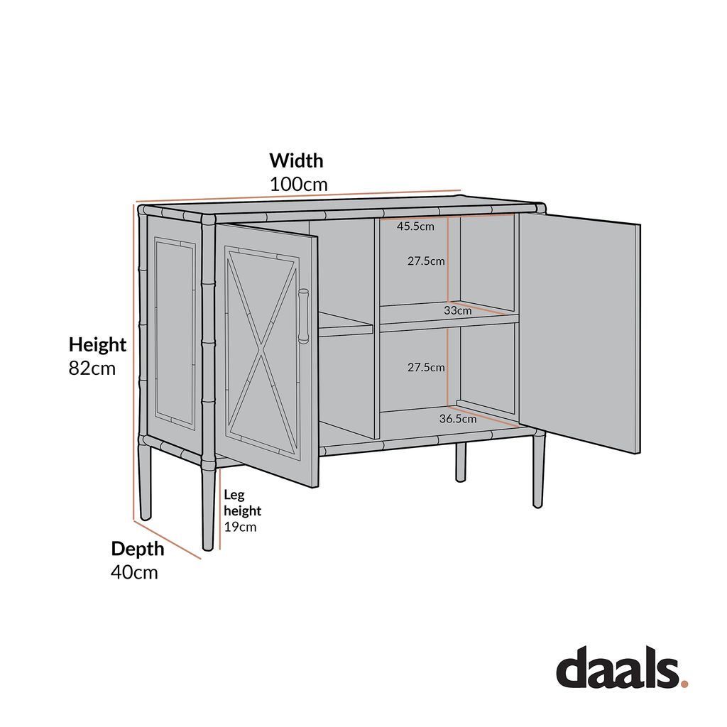 Elstowe Faux Bamboo Small Sideboard, Warm Grey