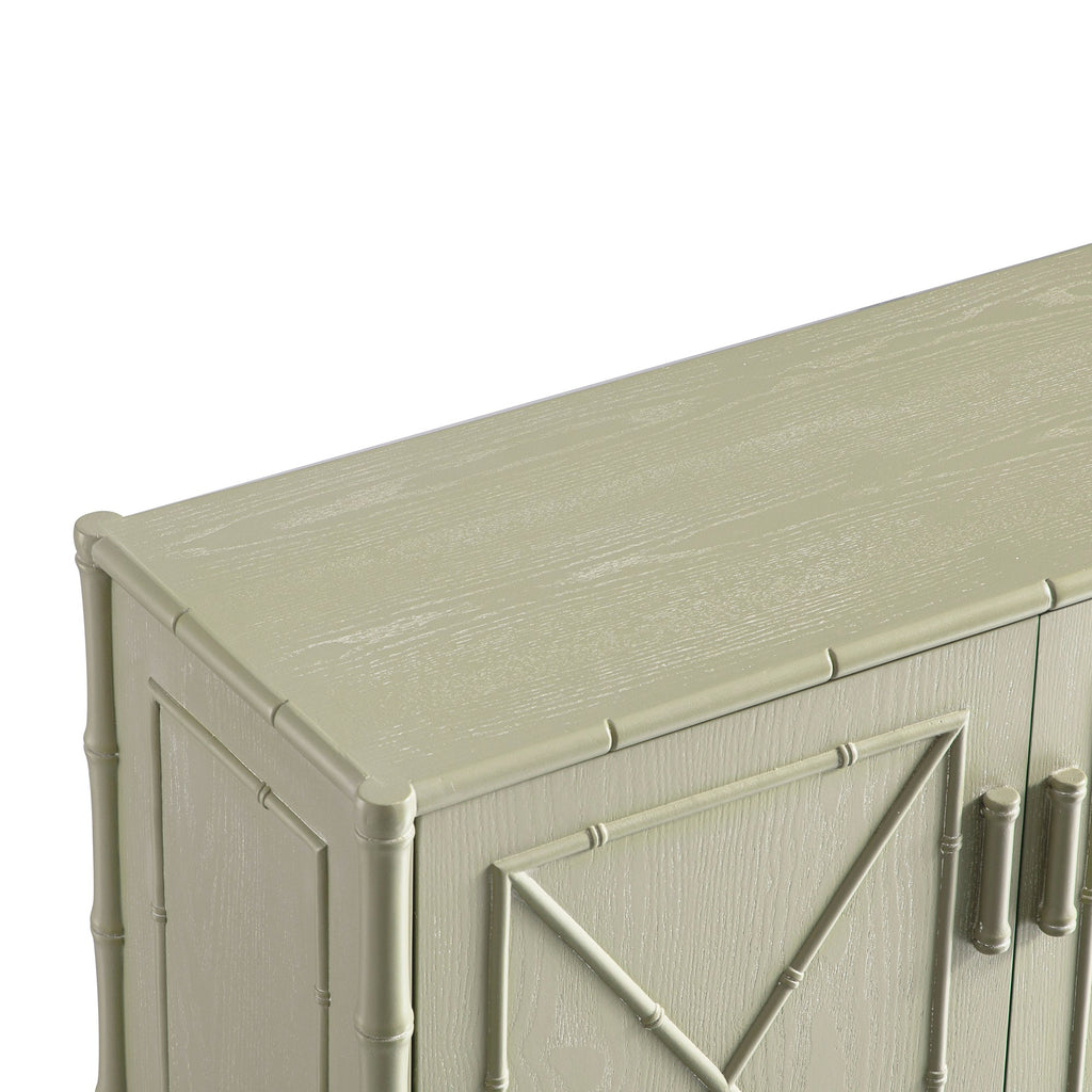Elstowe Faux Bamboo Small Sideboard, Sage Green