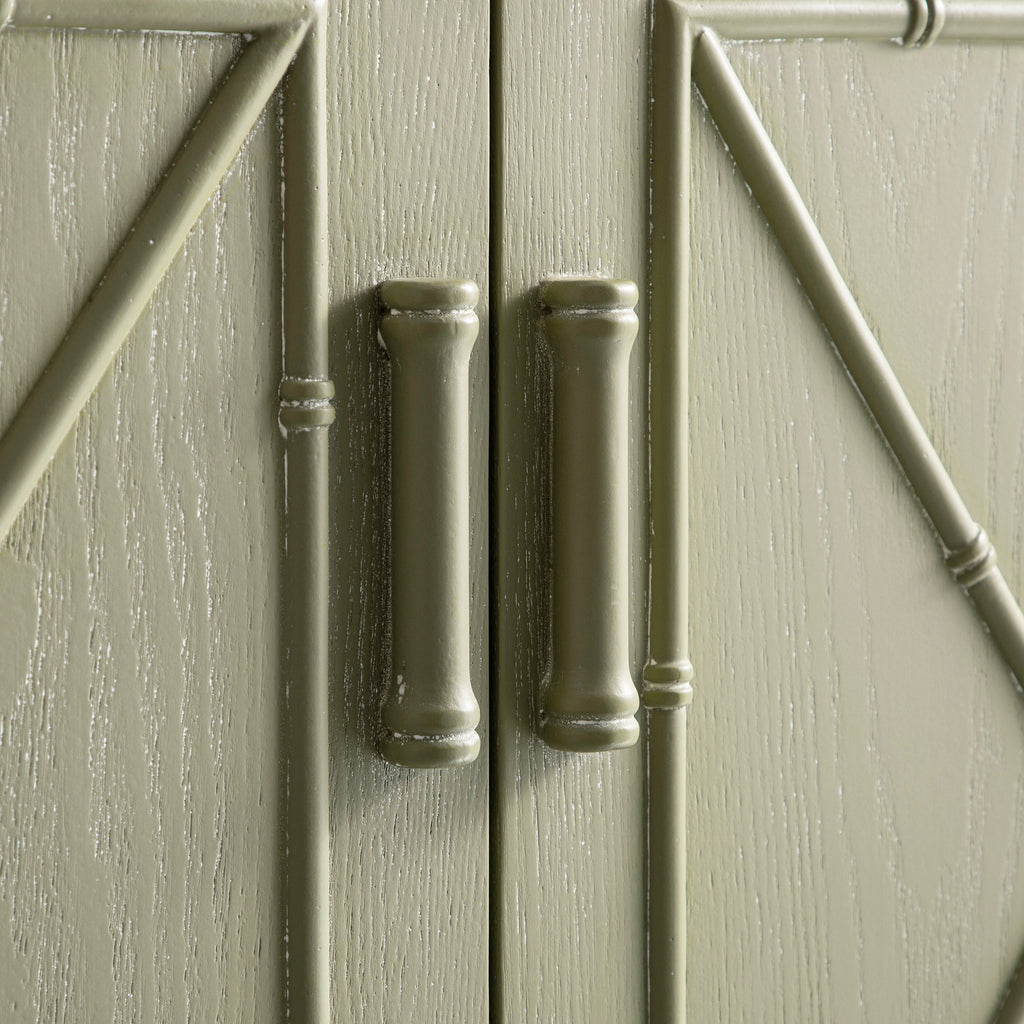 Elstowe Faux Bamboo Small Sideboard, Sage Green