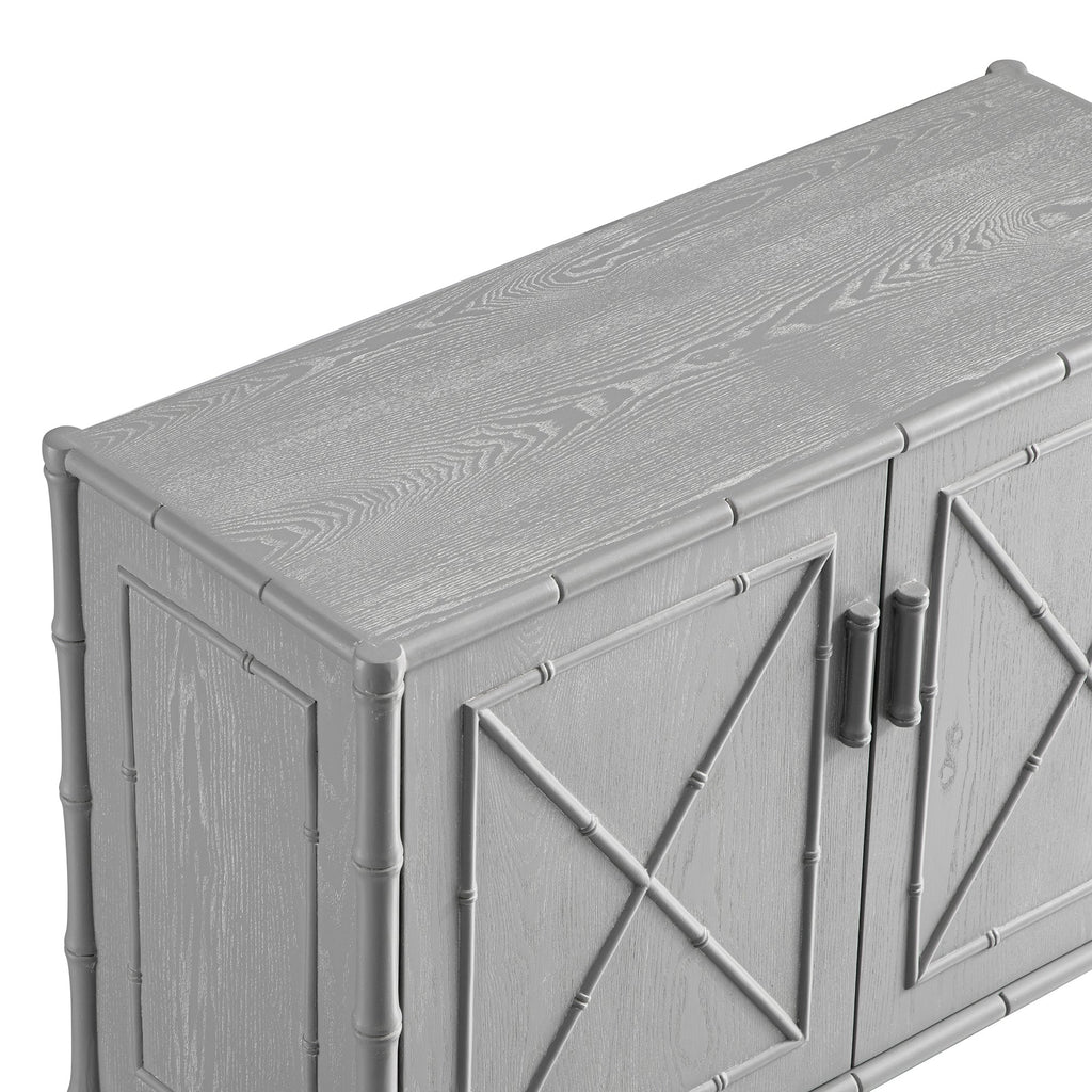 Elstowe Faux Bamboo Small Sideboard, Warm Grey