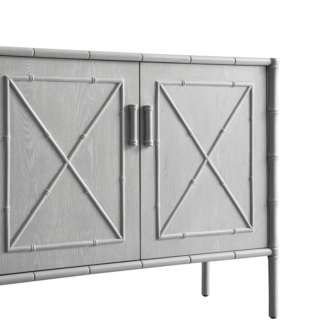 Elstowe Faux Bamboo Small Sideboard, Warm Grey
