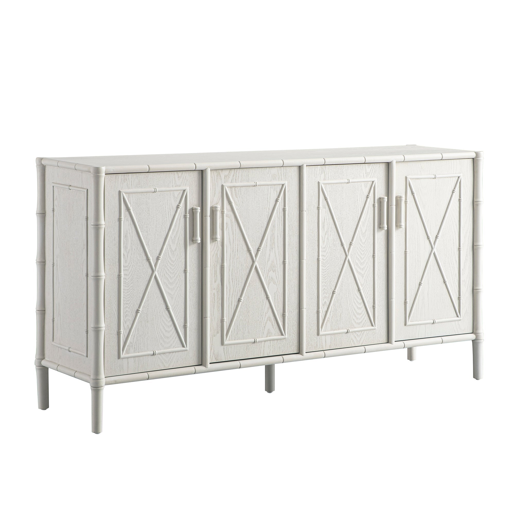 Elstowe Faux Bamboo Large Sideboard, Shaded White