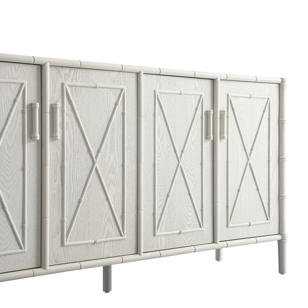 Elstowe Faux Bamboo Large Sideboard, Shaded White