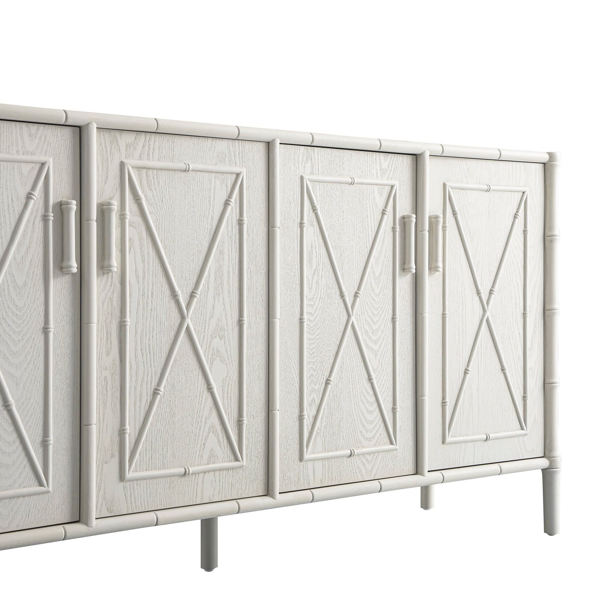 Elstowe Faux Bamboo Large Sideboard, Shaded White