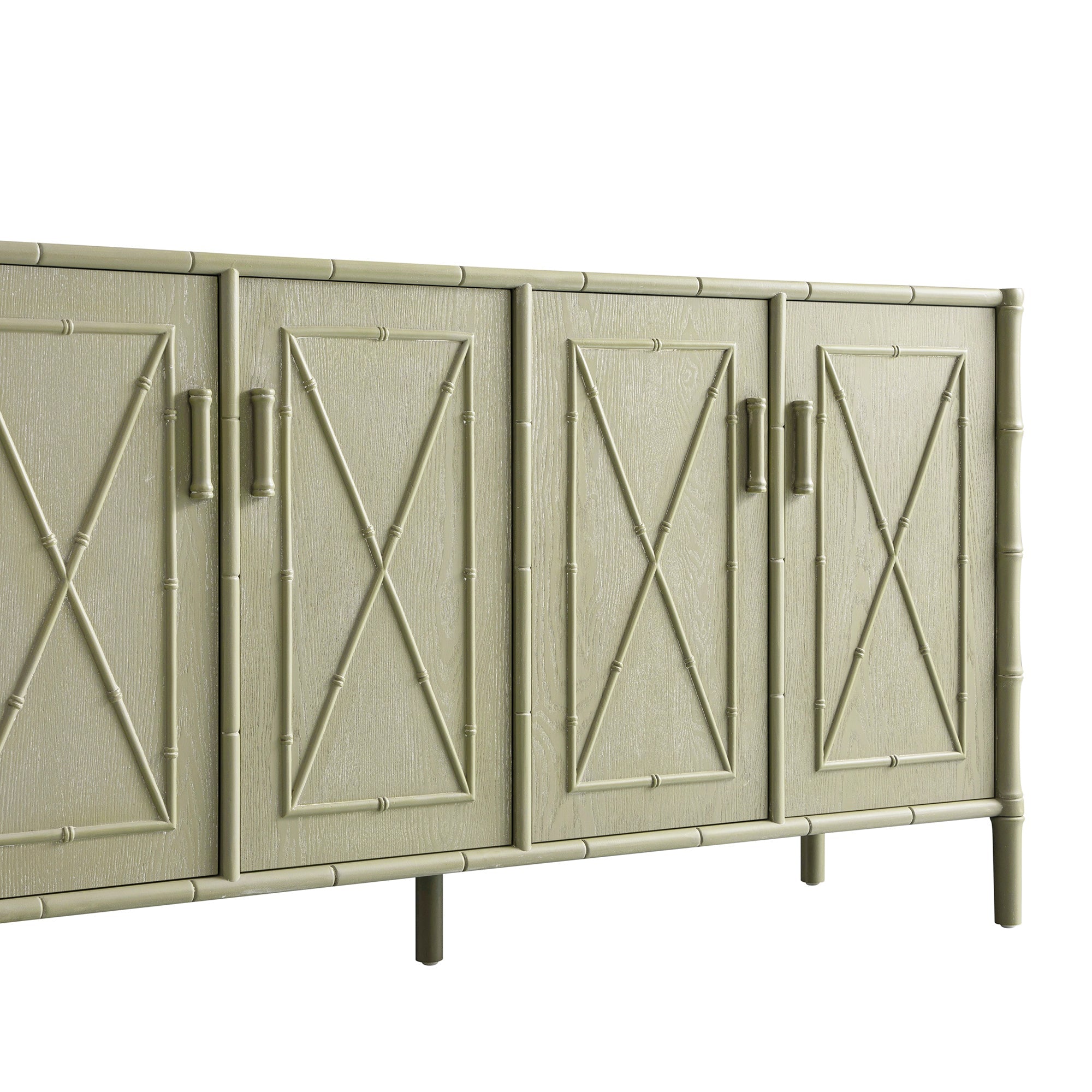 Elstowe Faux Bamboo Large Sideboard, Sage Green