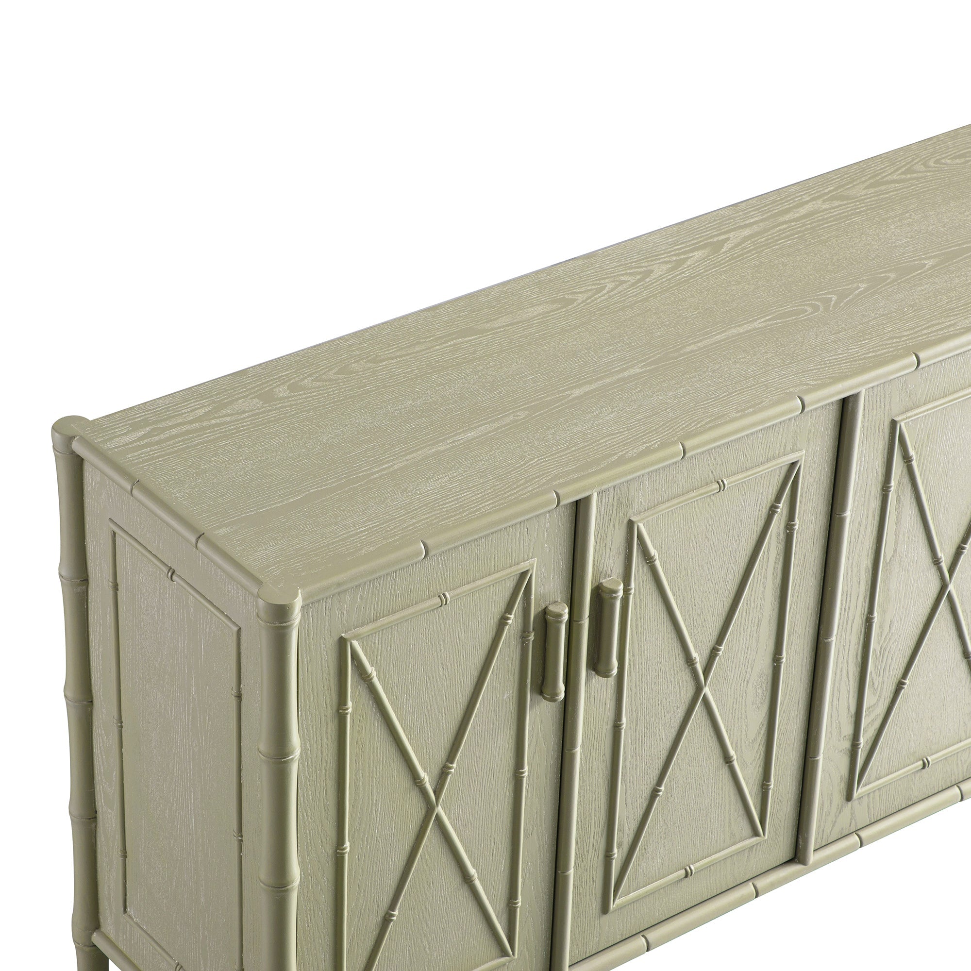 Elstowe Faux Bamboo Large Sideboard, Sage Green