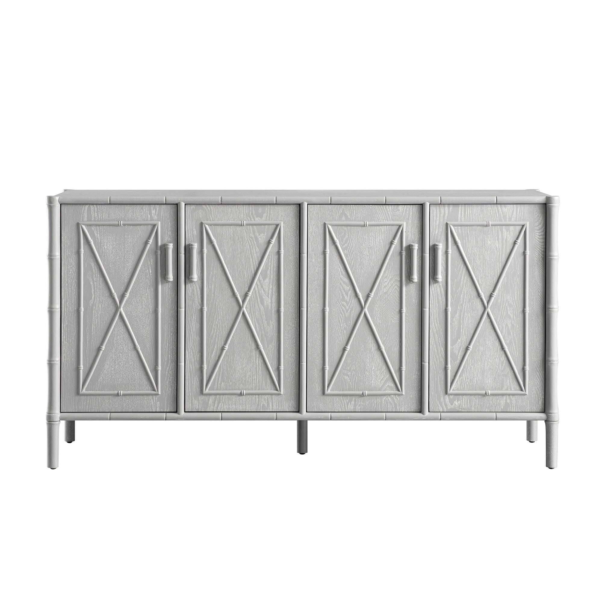 Elstowe Faux Bamboo Large Sideboard, Warm Grey