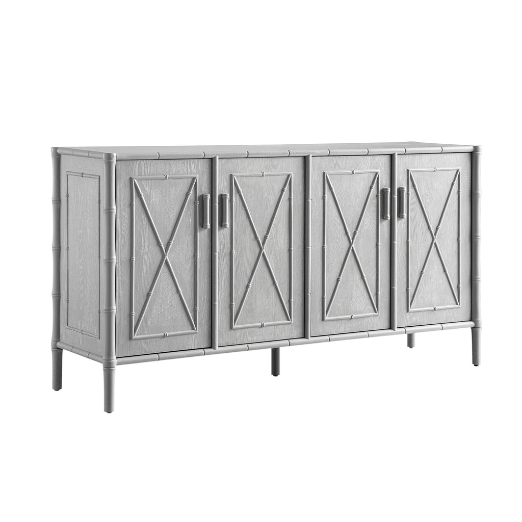 Elstowe Faux Bamboo Large Sideboard, Warm Grey