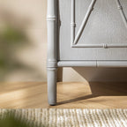 Elstowe Faux Bamboo Large Sideboard, Warm Grey