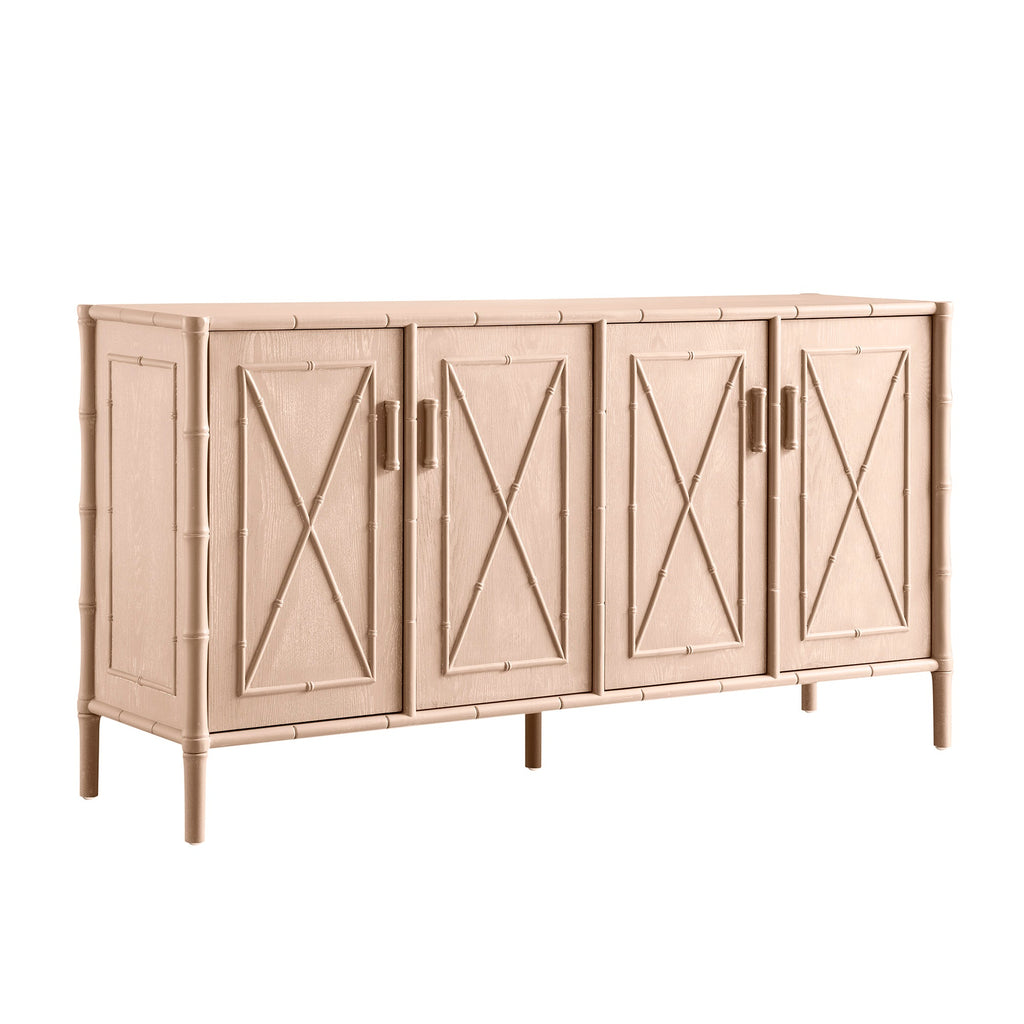 Elstowe Faux Bamboo Large Sideboard, Nude Pink