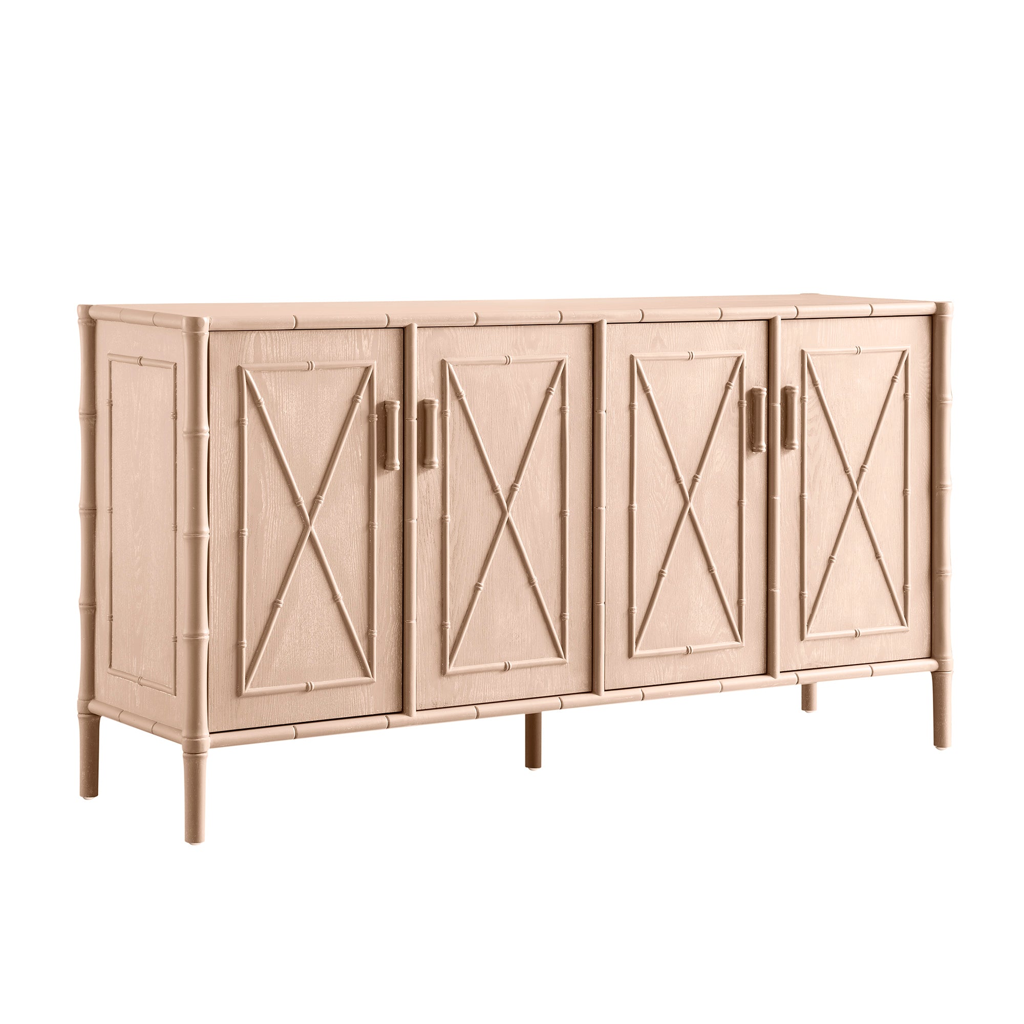 Elstowe Faux Bamboo Large Sideboard, Nude Pink
