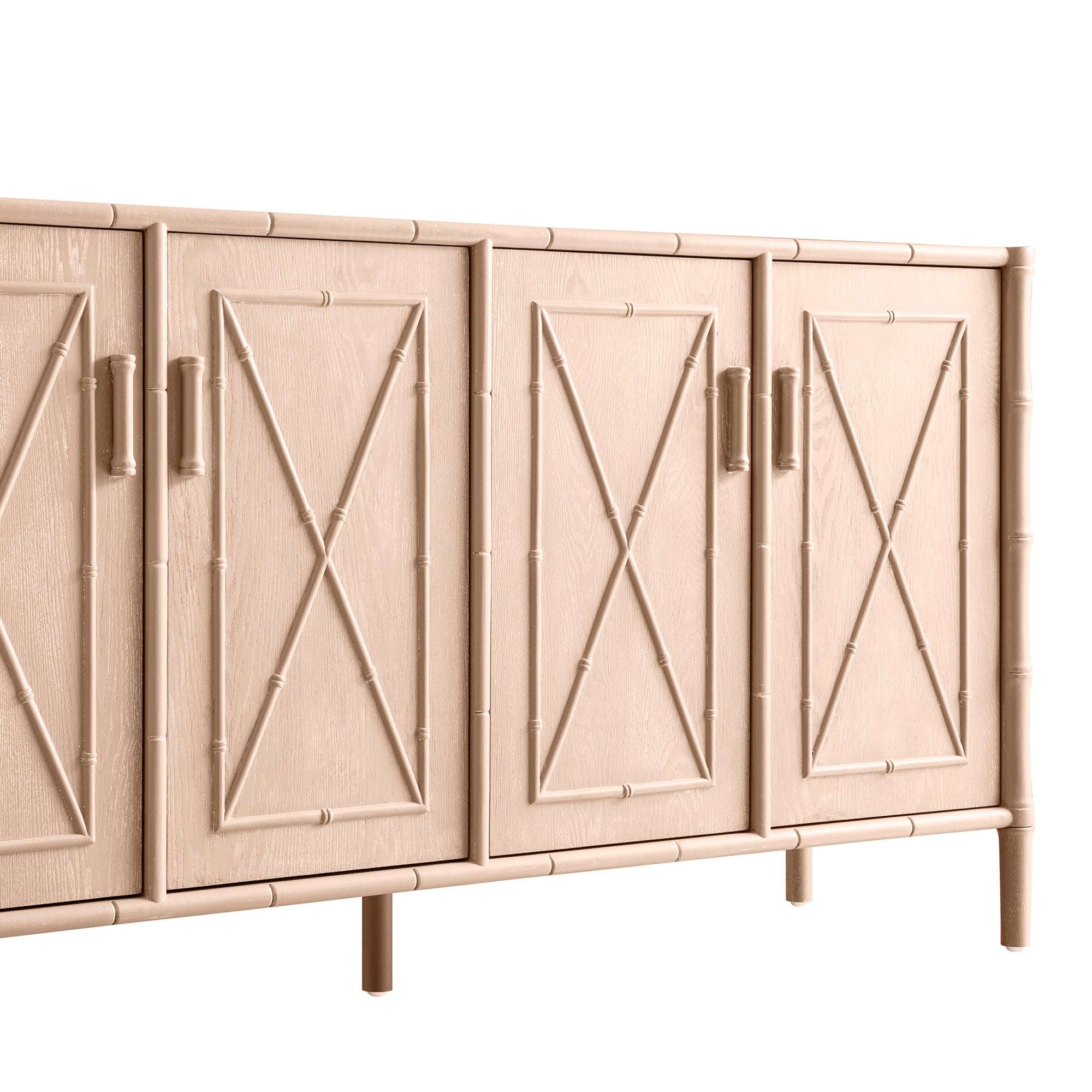 Elstowe Faux Bamboo Large Sideboard, Nude Pink