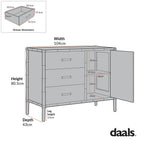 Elstowe Faux Bamboo 1-Door 3-Drawer Sideboard, Shaded White