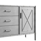 Elstowe Faux Bamboo 1-Door 3-Drawer Sideboard, Warm Grey