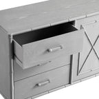 Elstowe Faux Bamboo 1-Door 3-Drawer Sideboard, Warm Grey