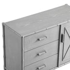 Elstowe Faux Bamboo 1-Door 3-Drawer Sideboard, Warm Grey