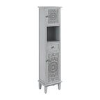 Chantilly Mid Grey Carved Bathroom Tallboy Cabinet