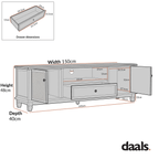 Chantilly Whitewashed 150cm Wide TV Unit