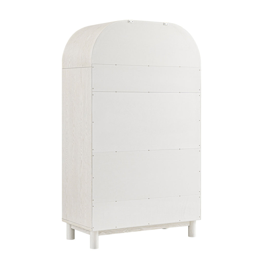 Maude Double Wardrobe, Washed White Ash with Raffia
