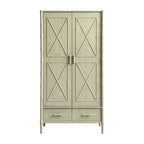 Elstowe Faux Bamboo Double Wardrobe, Sage Green