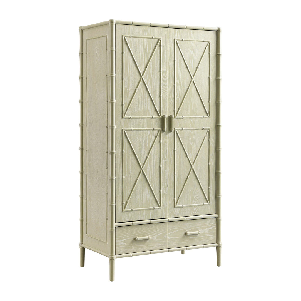 Elstowe Faux Bamboo Double Wardrobe, Sage Green