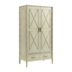 Elstowe Faux Bamboo Double Wardrobe, Sage Green