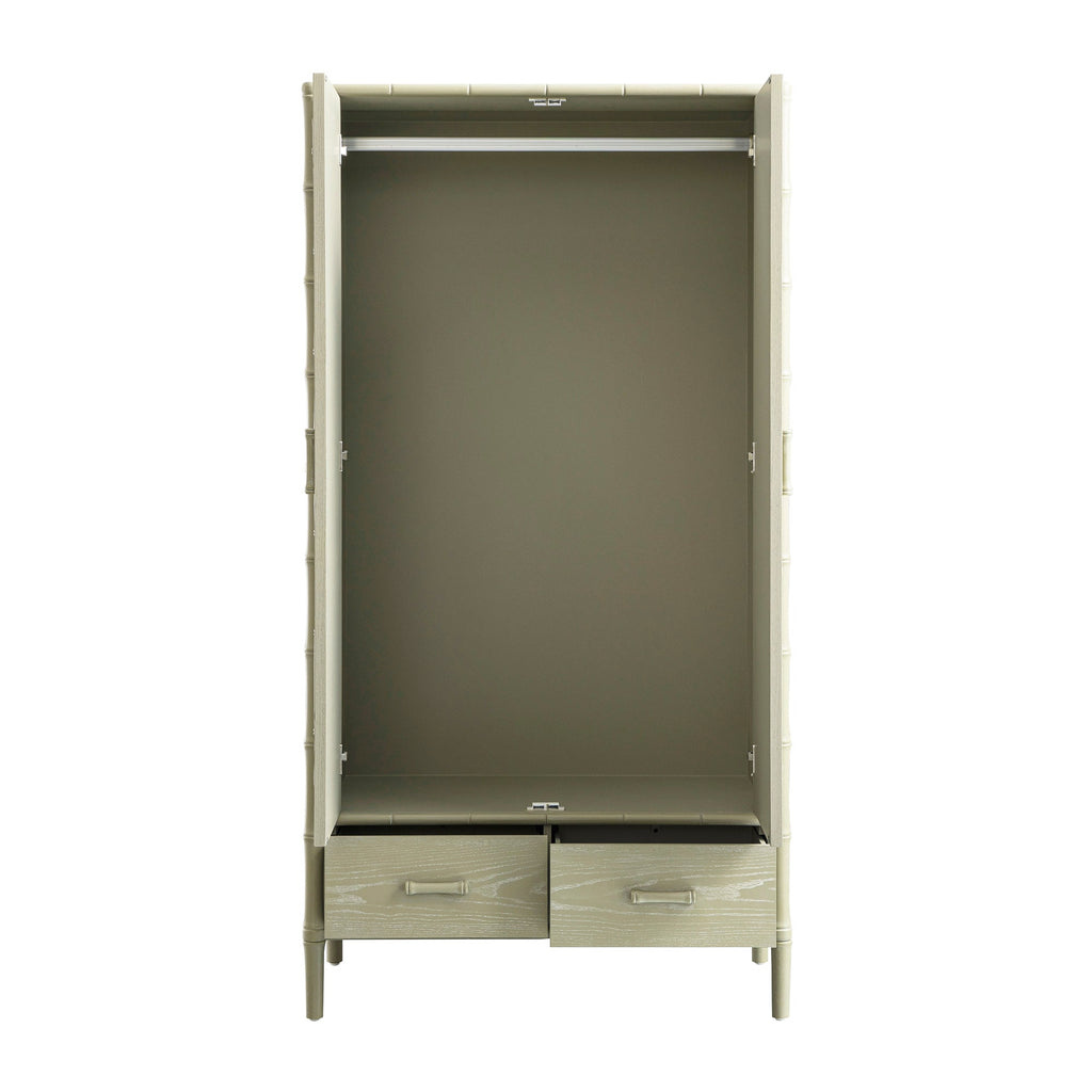 Elstowe Faux Bamboo Double Wardrobe, Sage Green