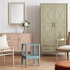 Elstowe Faux Bamboo Double Wardrobe, Sage Green