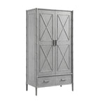 Elstowe Faux Bamboo Double Wardrobe, Warm Grey