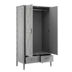 Elstowe Faux Bamboo Double Wardrobe, Warm Grey