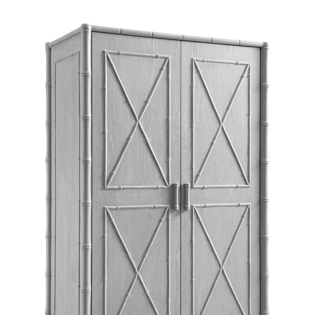 Elstowe Faux Bamboo Double Wardrobe, Warm Grey
