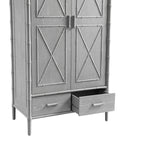 Elstowe Faux Bamboo Double Wardrobe, Warm Grey
