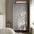 Elstowe Faux Bamboo Double Wardrobe, Warm Grey