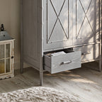 Elstowe Faux Bamboo Double Wardrobe, Warm Grey