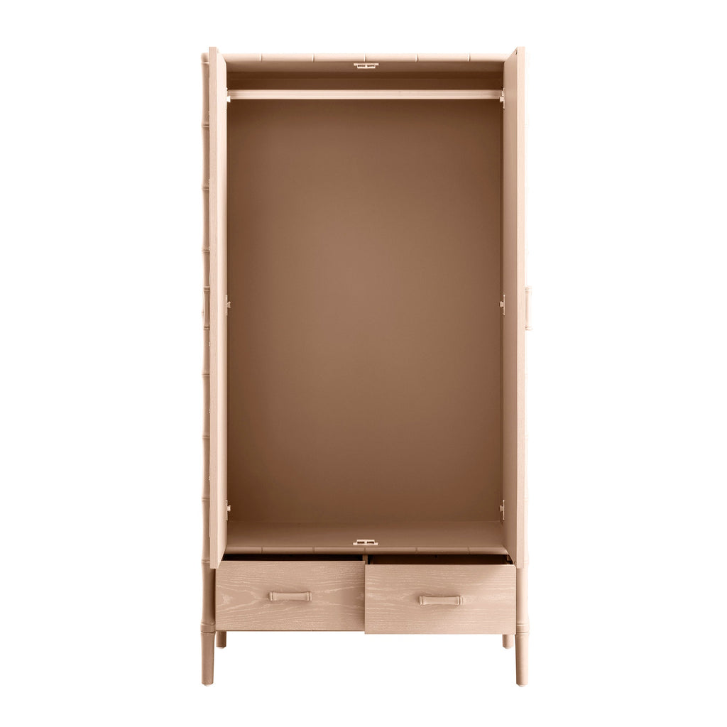Elstowe Faux Bamboo Double Wardrobe, Nude Pink