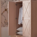 Elstowe Faux Bamboo Double Wardrobe, Nude Pink